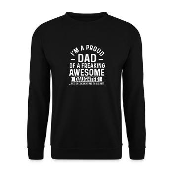 Stolze Papa Tochter - Unisex Pullover - Schwarz - Vorne - Alina (178cm) & Michal (187cm)