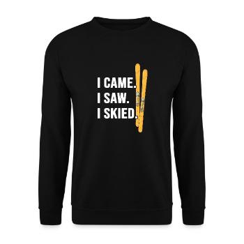 ski skifahrer pulverschnee skipiste - Unisex Pullover - Schwarz - Vorne - Alina (178cm) & Michal (187cm)