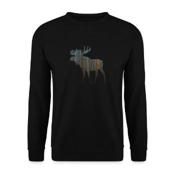 Wald Elch - Unisex Pullover - Schwarz - Vorne - Alina (178cm) & Michal (187cm)