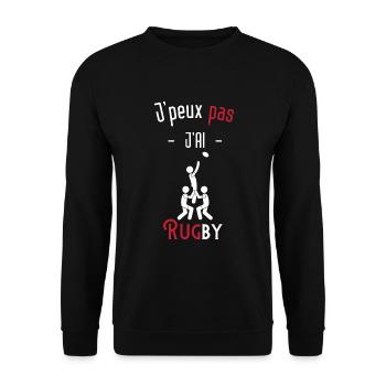 J'peux pas j'ai rugby - Sweat-shirt Unisexe - noir - Devant - Alina (178cm) & Michal (187cm)