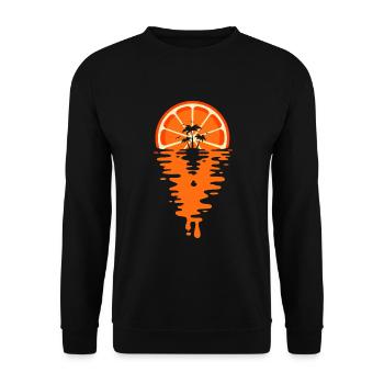 Orangensaft bei Sonnenuntergang - Coucher de soleil Orange - Unisex Pullover - Schwarz - Vorne - Alina (178cm) & Michal (187cm)