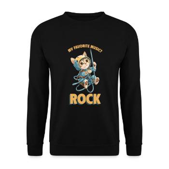 My favorite music? Rock Klettern Süße Katze - Unisex Pullover - Schwarz - Vorne - Alina (178cm) & Michal (187cm)