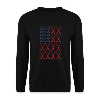 Sport Us Flag Hockey - Unisex Pullover - Schwarz - Vorne - Alina (178cm) & Michal (187cm)