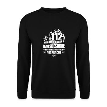 Feuerwehr Hausbesuche 112 - Unisex Pullover - Schwarz - Vorne - Alina (178cm) & Michal (187cm)