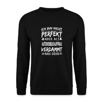AUTOMOBILKAUFFRAU - Unisex Pullover - Schwarz - Vorne - Alina (178cm) & Michal (187cm)