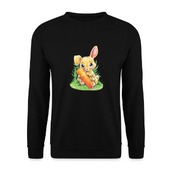 Hase mit Karotte - Unisex Pullover - Schwarz - Vorne - Alina (178cm) & Michal (187cm)