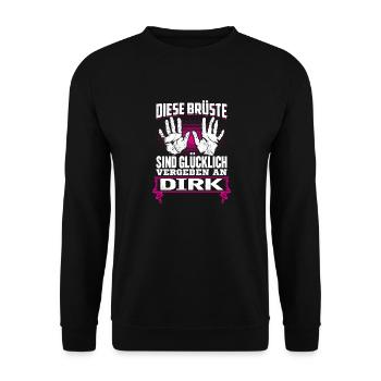 DIRK - Brüste Geschenk - Unisex Pullover - Schwarz - Vorne - Alina (178cm) & Michal (187cm)