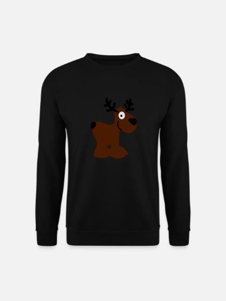 Elch Karibu Rentier Reh schnee Hirsch Weihnachten - Unisex Pullover - Schwarz