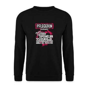 PFLEGERIN - duden - Unisex Pullover - Schwarz - Vorne - Alina (178cm) & Michal (187cm)