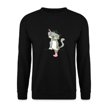 monsieur chat - Unisex Pullover - Schwarz - Vorne - Alina (178cm) & Michal (187cm)