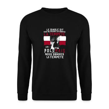 Tempête Polonais - Sweat-shirt Unisexe - noir - Devant - Alina (178cm) & Michal (187cm)