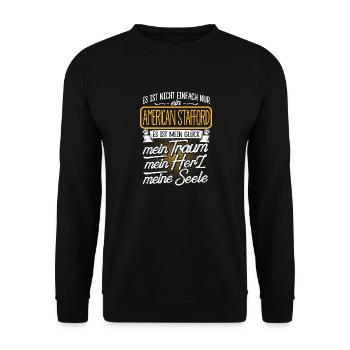 AMERICAN-STAFFORD -Traum - Unisex Pullover - Schwarz - Vorne - Alina (178cm) & Michal (187cm)