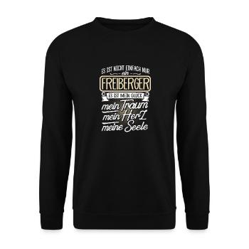FREIBERGER - Herz - Unisex Pullover - Schwarz - Vorne - Alina (178cm) & Michal (187cm)