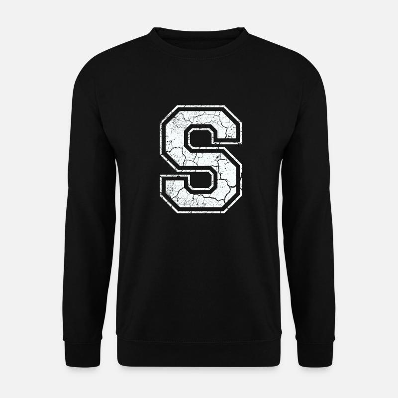 Buchstabe S in weiß im Vintage-Look - Unisex Pullover - Schwarz