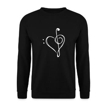 musik herz notenschlüssel - Unisex Pullover - Schwarz - Vorne - Alina (178cm) & Michal (187cm)