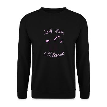 Erste Klasse Einhorn - Unisex Pullover - Schwarz - Vorne - Alina (178cm) & Michal (187cm)