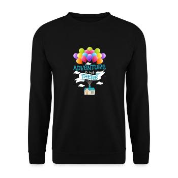 Das Abenteuer ist da draußen - Unisex Pullover - Schwarz - Vorne - Alina (178cm) & Michal (187cm)
