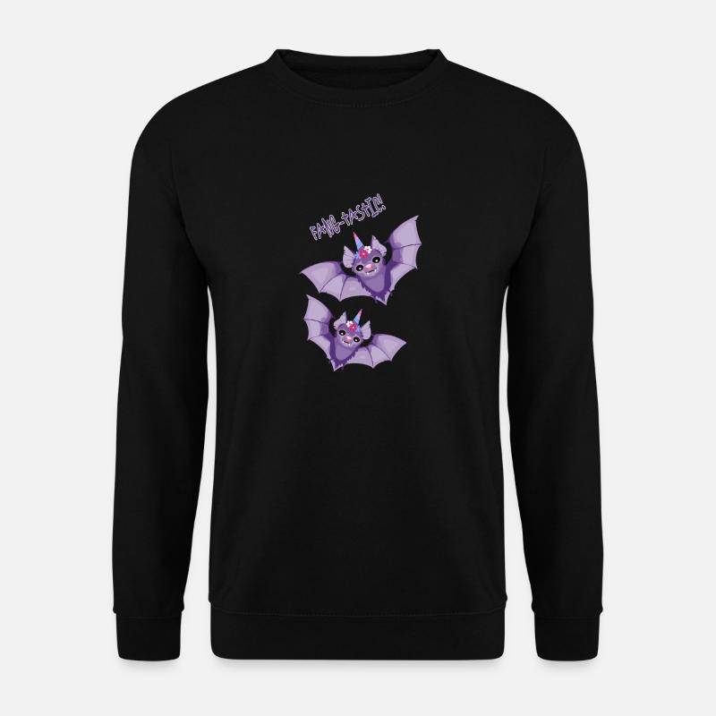 Fang-geschmackvolle Halloween-Einhornfledermäuse - Unisex Pullover - Schwarz