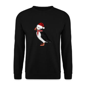 Bonnet Écharpe Père Noël Oiseau Macareux - Sweat-shirt Unisexe - noir - Devant - Alina (178cm) & Michal (187cm)
