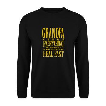 Opa. Opa repariert alles. - Unisex Pullover - Schwarz - Vorne - Alina (178cm) & Michal (187cm)