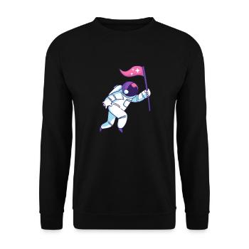 Astronaut with Flag Gift Gift Idea - Unisex Sweatshirt - black - Front - Alina (178cm) & Michal (187cm)