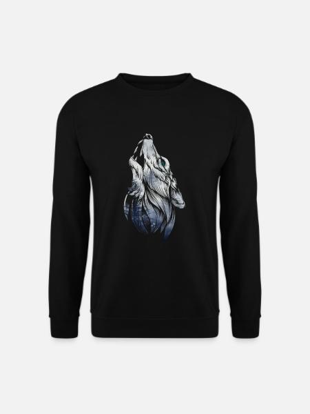 Heulender Wolf Waldtier Wölfe Kunst - Unisex Pullover - Schwarz