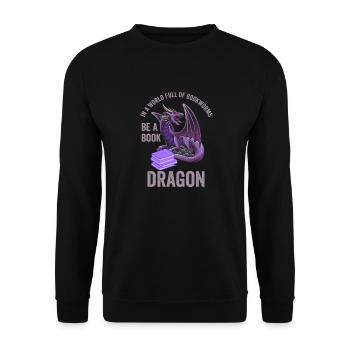 Bookworm Bookdragon Books Dragon Book Fan Reading Fan - Unisex Sweatshirt - black - Front - Alina (178cm) & Michal (187cm)