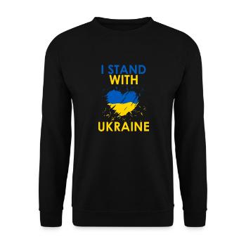 I Stand With Ukraine Herz - Unisex Pullover - Schwarz - Vorne - Alina (178cm) & Michal (187cm)