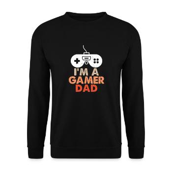 i m a gamer dad - Unisex Pullover - Schwarz - Vorne - Alina (178cm) & Michal (187cm)