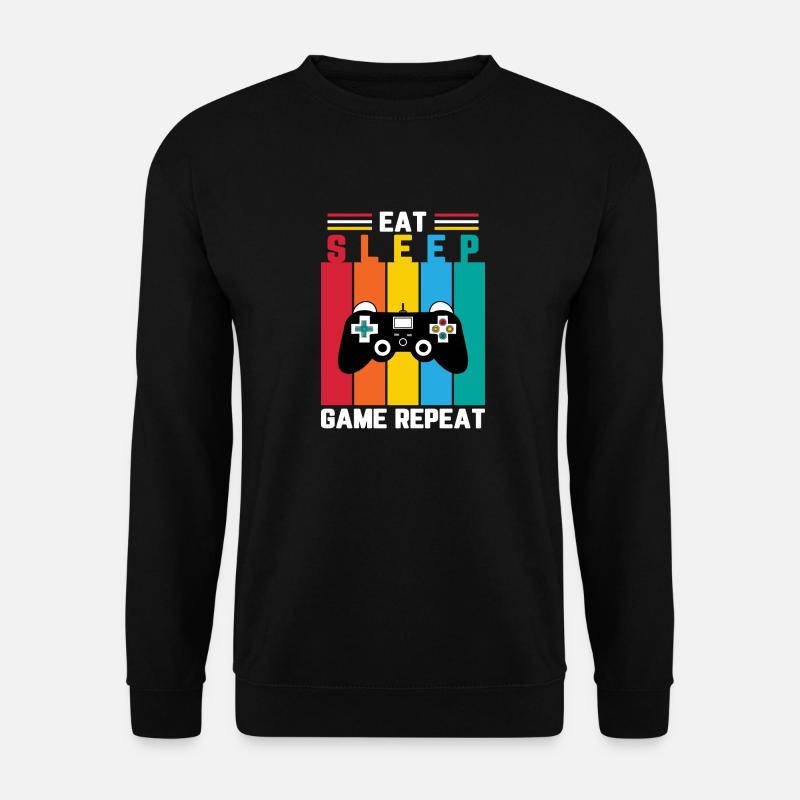 Eat sleep game repeat - Unisex Sweatshirt - black