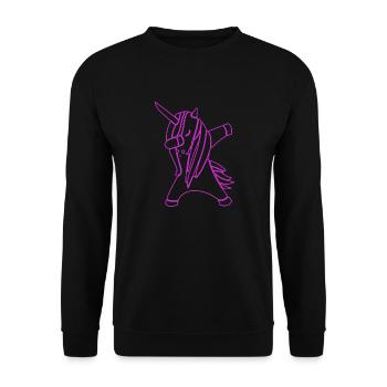 dabbing unicorn Einhorn - Unisex Pullover - Schwarz - Vorne - Alina (178cm) & Michal (187cm)