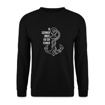 In Gedanken längst auf den Planken - wir legen ab - Unisex Pullover - Schwarz - Vorne - Alina (178cm) & Michal (187cm)