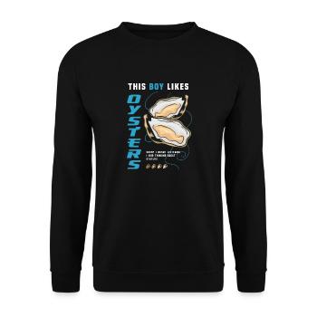Boy Likes Oysters Ironic Seafood Chef - Sweat-shirt Unisexe - noir - Devant - Alina (178cm) & Michal (187cm)