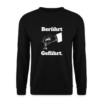 Berührt, Geführt! Schach Schachspiel Geschenkidee - Unisex Pullover - Schwarz - Vorne - Alina (178cm) & Michal (187cm)