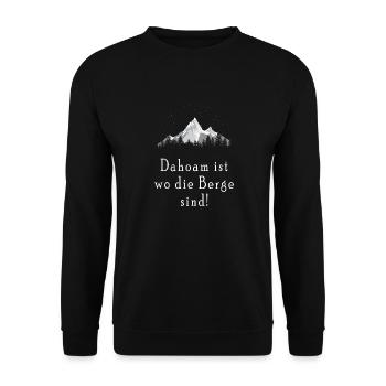 Dahoam ist wo die Berge sind - Unisex Pullover - Schwarz - Vorne - Alina (178cm) & Michal (187cm)