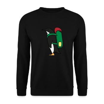 Plodding Pinguin, niedliches Wander - Unisex Pullover - Schwarz - Vorne - Alina (178cm) & Michal (187cm)