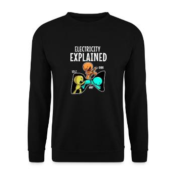 Elektriker Strom Elektrizität Elektrotechnik - Unisex Pullover - Schwarz - Vorne - Alina (178cm) & Michal (187cm)