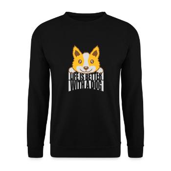better with a dog - Unisex Sweatshirt - black - Front - Alina (178cm) & Michal (187cm)