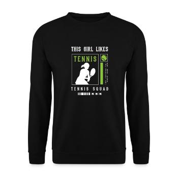 Fille aime le tennis, la balle d'été, les sports, - Sweat-shirt Unisexe - noir - Devant - Alina (178cm) & Michal (187cm)