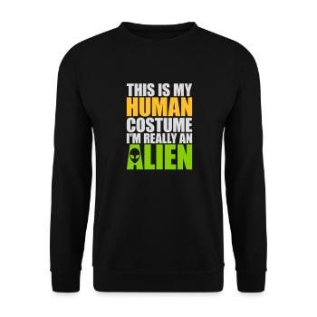Citation extraterrestre de costume humain - Sweat-shirt Unisexe - noir - Devant - Alina (178cm) & Michal (187cm)