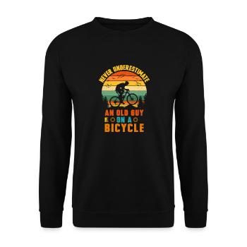An old man with bicycle gift funny cyclist - Unisex Sweatshirt - black - Front - Alina (178cm) & Michal (187cm)