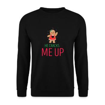 He Cracks Me Up Funny Gingerbread Christmas - Unisex Pullover - Schwarz - Vorne - Alina (178cm) & Michal (187cm)