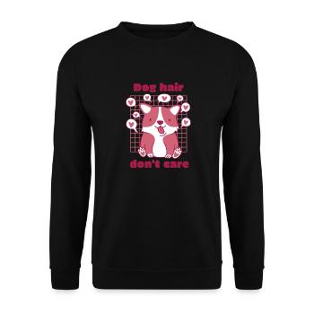 DOG Hair Don't Care Retro Funny Cute Dog Lover - Unisex Pullover - Schwarz - Vorne - Alina (178cm) & Michal (187cm)