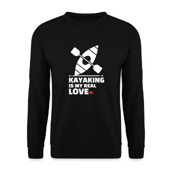 Ich Liebe Kajakfahren - Unisex Pullover - Schwarz - Vorne - Alina (178cm) & Michal (187cm)