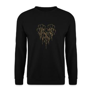golden heart balloons fly - Unisex Sweatshirt - black - Front - Alina (178cm) & Michal (187cm)