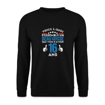 Voici à quoi ressemble un beau gosse anniv 16 ans - Sweat-shirt Unisexe - noir - Devant - Alina (178cm) & Michal (187cm)