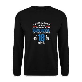 Voici à quoi ressemble un beau gosse anniv 18 ans - Sweat-shirt Unisexe - noir - Devant - Alina (178cm) & Michal (187cm)