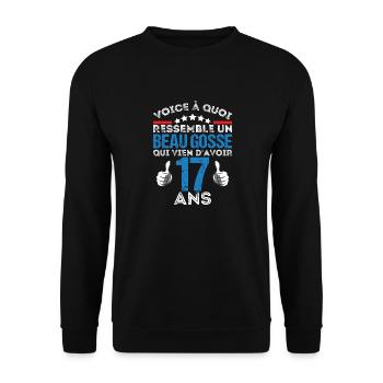 Voici à quoi ressemble un beau gosse anniv 17 ans - Sweat-shirt Unisexe - noir - Devant - Alina (178cm) & Michal (187cm)