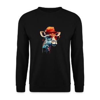 Giraffe head with glasses and hat as vector design - Unisex Sweatshirt - black - Front - Alina (178cm) & Michal (187cm)