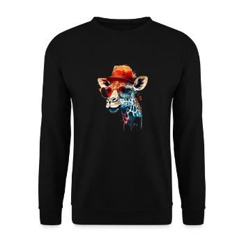 Giraffe as an intelligent mammal with glasses - Unisex Sweatshirt - black - Front - Alina (178cm) & Michal (187cm)